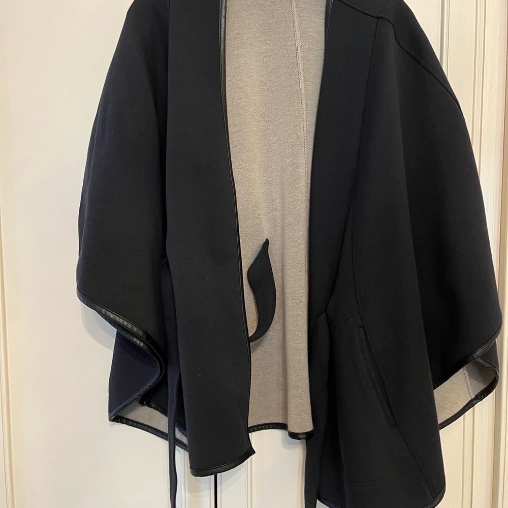 Elegant Black and Gray Women's Wrap Coat